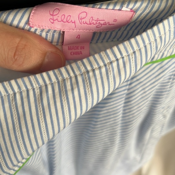 Lilly Pulitzer Fayette Skirt Striped Delta Blue Peek A Boo Stripe Size 4 Vintage - Picture 3 of 4
